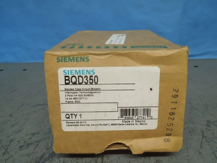 Автоматический выключатель SIEMENS BQD350 50 Amp 3Pole 480V Bolt-On Circuit Brea