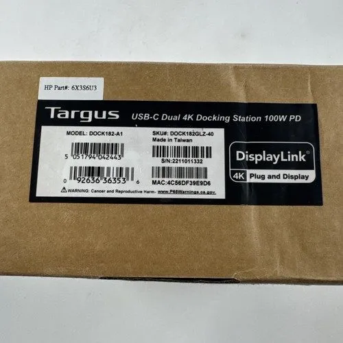 Док-станция Targus DOCK182-A1 USB-C Dual 4K Docking Station 100W PD DOCK182USZ-9