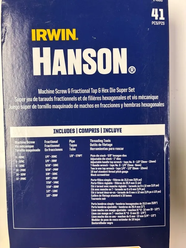 Режущий инструмент Irwin Hanson HAN24606 -Fractional Tap and Die Super Set — фото лота 2