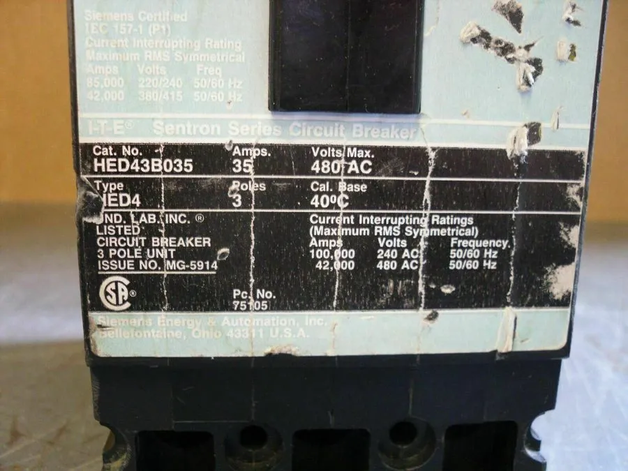 Автоматический выключатель Siemens HED43B035 Sentron Series Circuit Breaker 35A 
