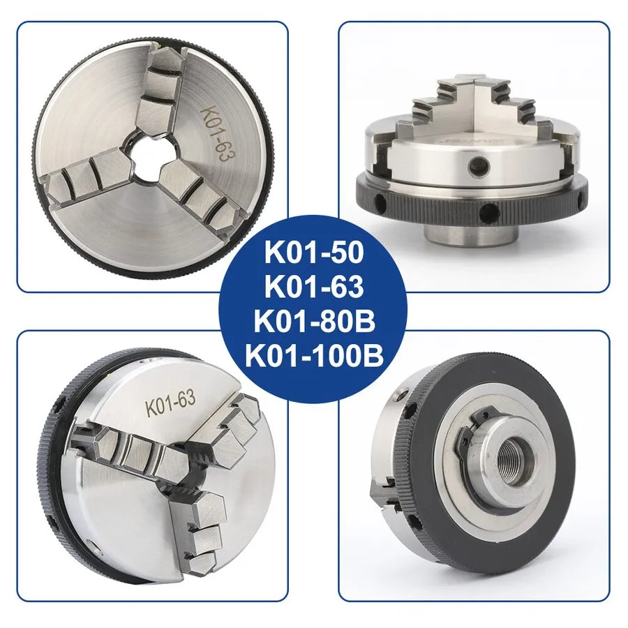Режущий инструмент K01-50/60/80B Lathe Chuck 3 Jaw Self Centering Chuck — фото лота 2