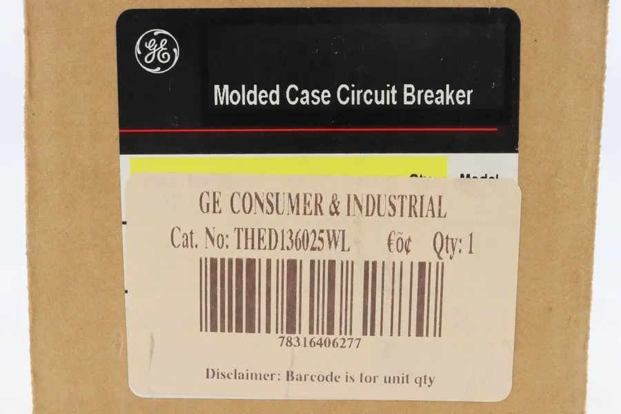 Автоматический выключатель GE THED136025WL 25A 3-POLE FEED-THRU CIRCUIT BREAKER,