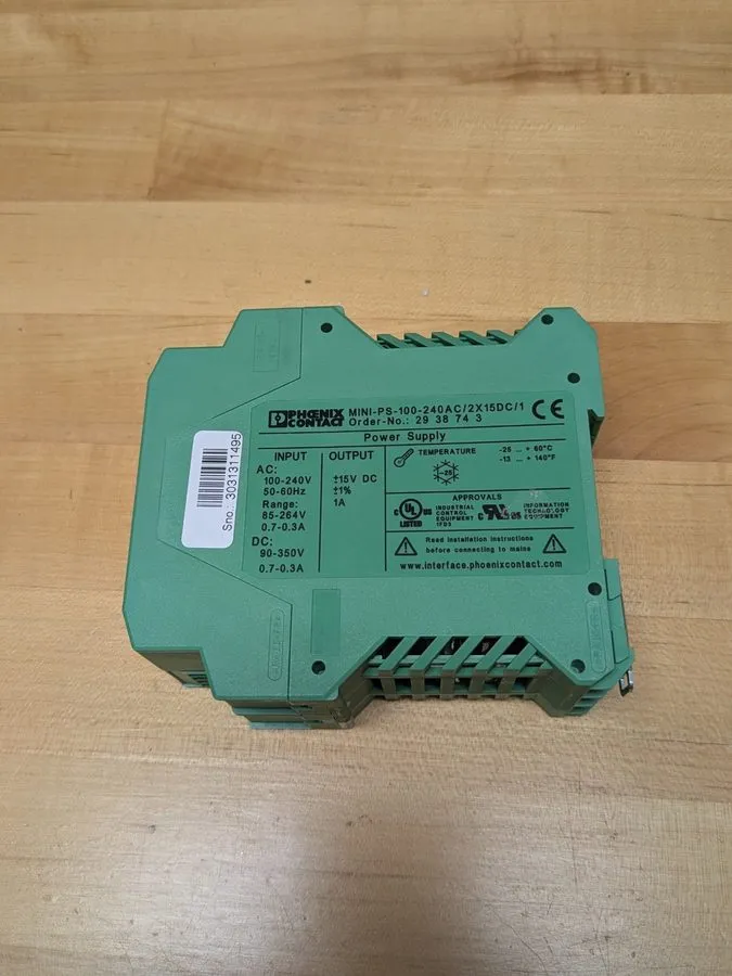 Блок питания Phoenix Contact MINI-PS-100-240AC/2X15DC/1 DIN Rail Power Supply IN — фото лота 1