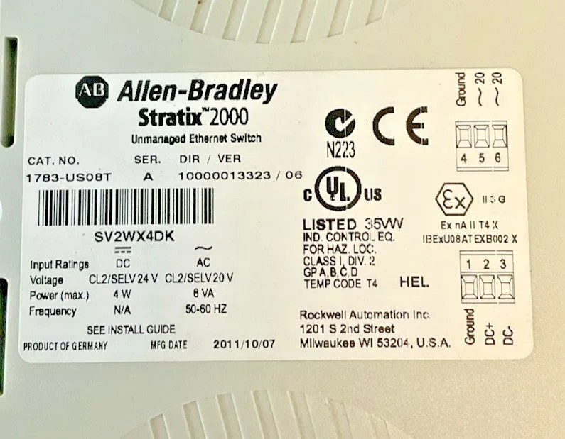 Коммутатор ALLEN BRADLEY 1783-US08T ETHERNET SWITCH SER.A DIR/VER. /06
