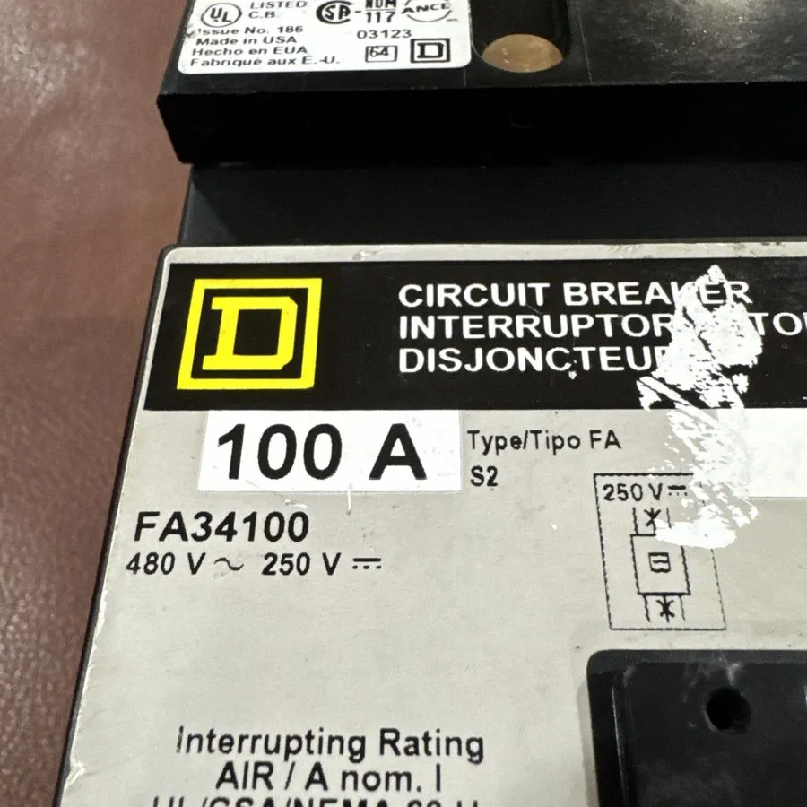 Автоматический выключатель Square D FA34100 3p 100 amp 480v Gray I line Circuit