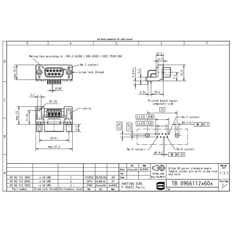 Разъём HARTING Female Connector 09661126603