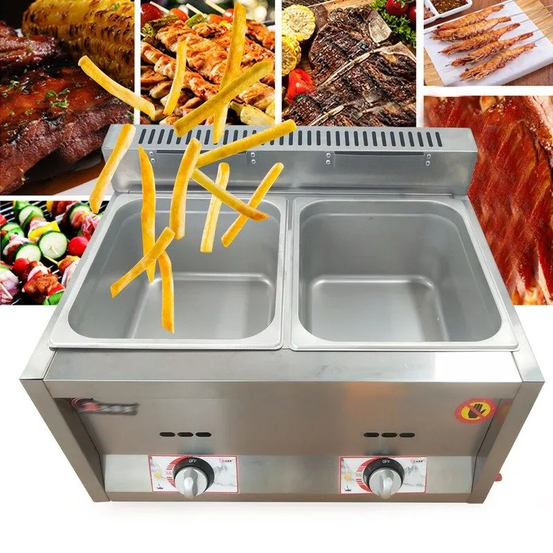 Фритюрница 12L Commercial Propane Deep Fryer Countertop Gas Fryer & 2Baskets LPG