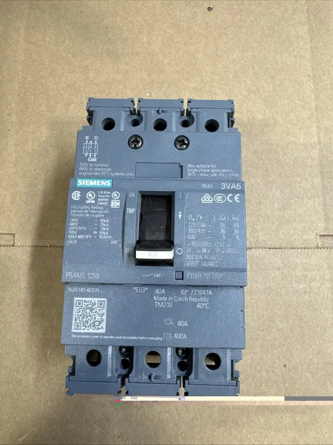 Автоматический выключатель 3VA5140-4ED31-0AA0 3 Pole 40 Amp Siemens Molded Case 