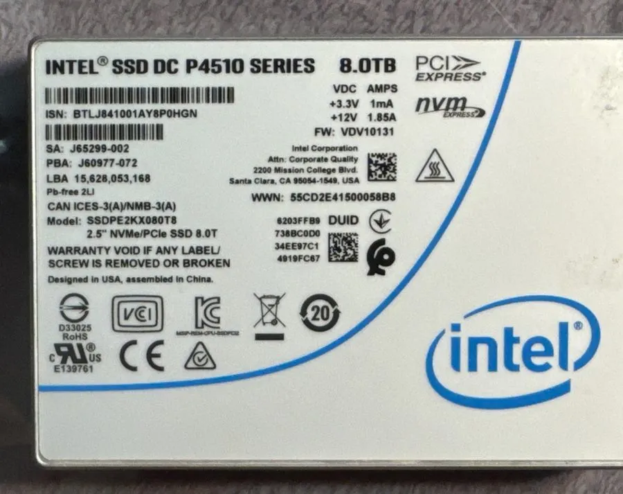 SSD-накопитель Intel SSD DC P4510 1TB NVMe U.2 2.5in PCIe 3.1 x4 Enterprise SSD