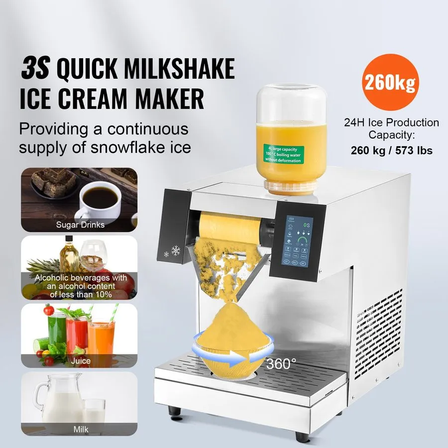 Льдогенератор VEVOR Commercial Snowflake Ice Machine 573LBS/24H Stainless Steel — фото лота 1