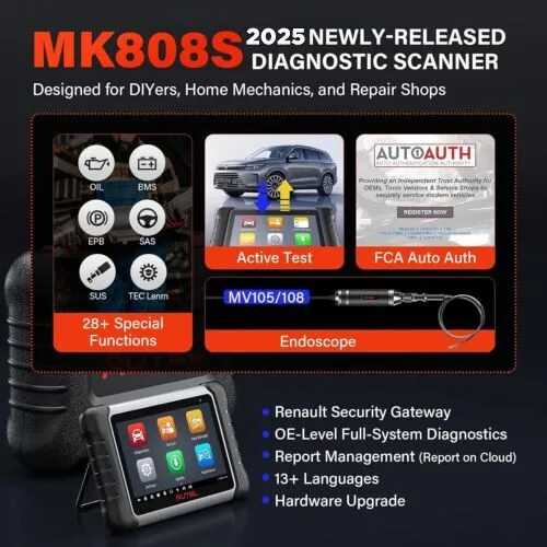 Диагностический сканер 2026 Autel MaxiCOM MK808S PRO MX808S Bidirectional Car Di