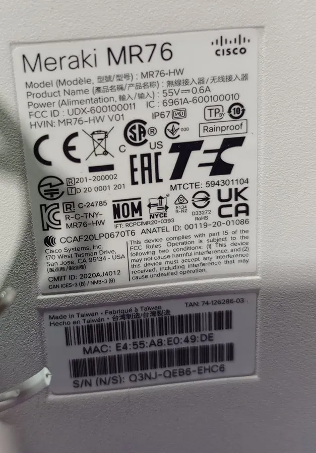 Точка доступа Cisco Meraki MR76-HW (Whats Pictured Is Whats Included)