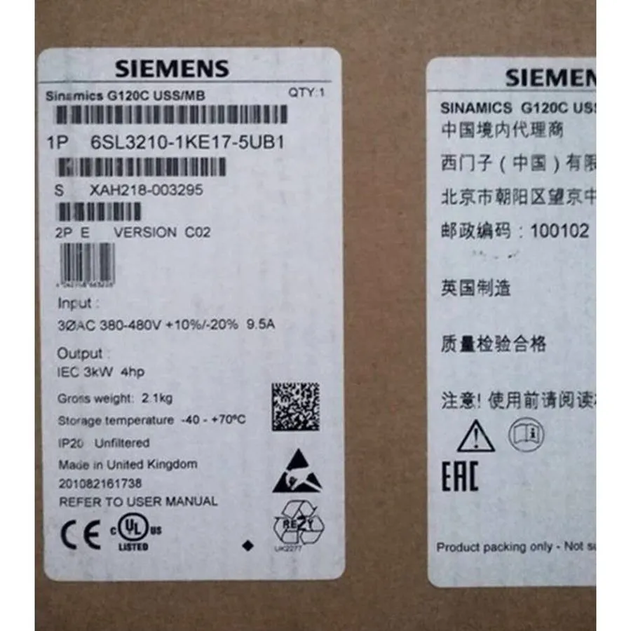 Привод Siemens 6SL3210-1KE17-5UB1 G120C RATED POWER 3,0KW