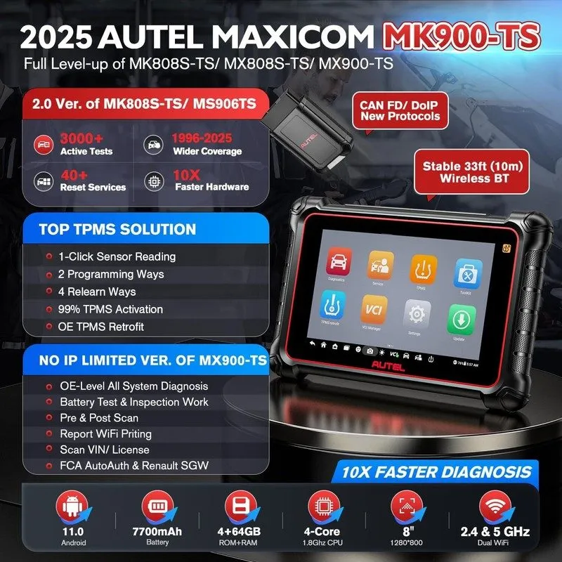 Диагностический сканер 2025 Autel Maxicom MK900 MK900-TS Full TPMS Scanner Tool  — фото лота 2