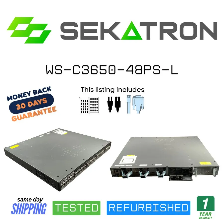 Коммутатор Cisco WS-C3650-48PS-L 48 Port PoE+ Gigabit IP Base Switch