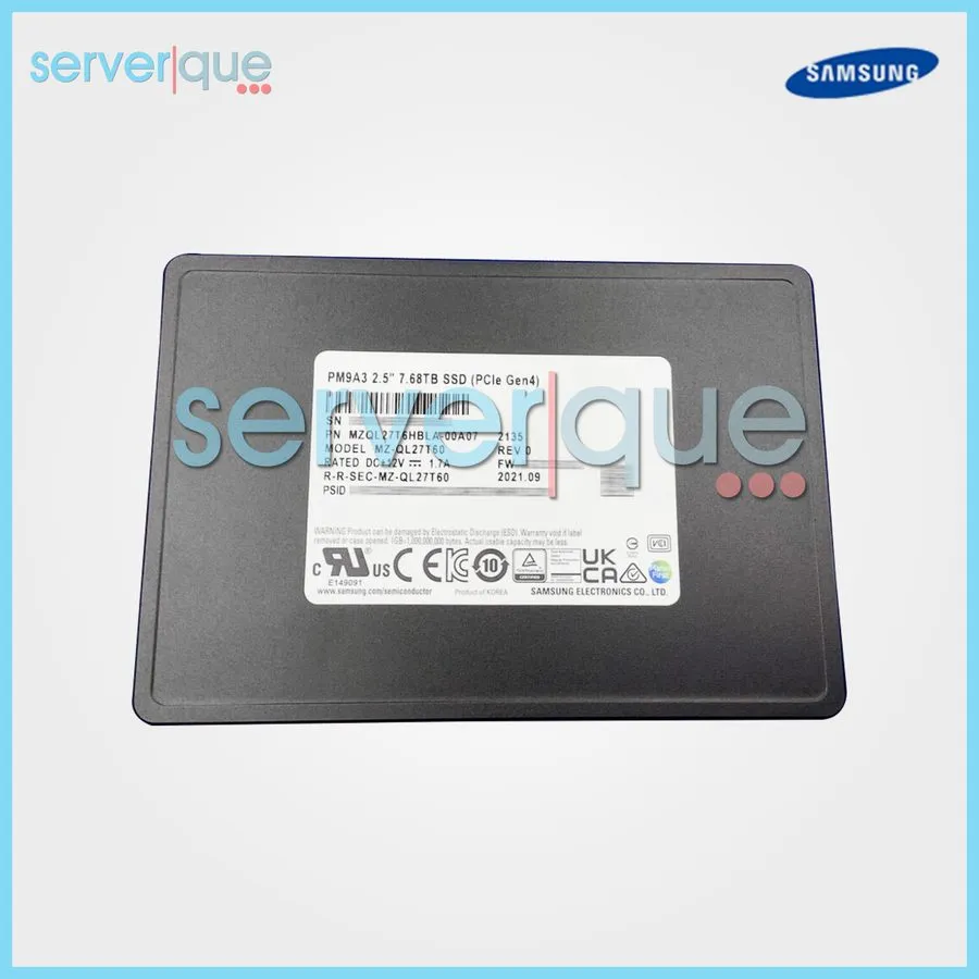 SSD-накопитель MZ-QL27T60 Samsung PM9A3 7.68TB PCIe Gen4 NVMe U.2 2.5'' SSD MZQL