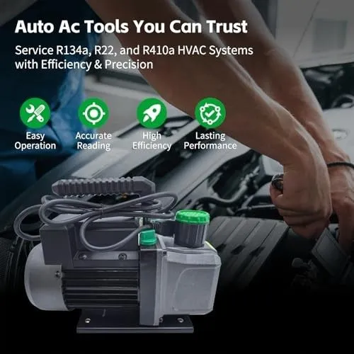 Насос 1/3 HP 1-Stage HVAC Vacuum Pump and 4 Way AC Manifold Gauge Set with 4.5 C — фото лота 2