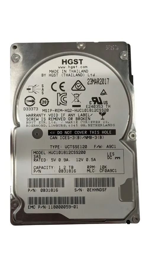 Жёсткий диск HGST HUC101812CSS200 EMC, 118000059-01, 0B31816, 1.2TB 10K 6G 2.5"