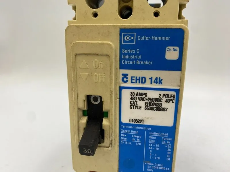Автоматический выключатель Eaton Cutler Hammer EHD 2 pole 30 amp 480v EHD2030 Ci — фото лота 2