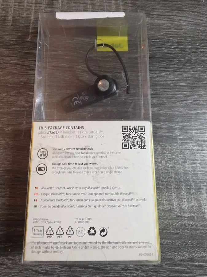 VoIP-шлюз Jabra BT2047 Wireless Bluetooth Mono Headset Black — фото лота 1