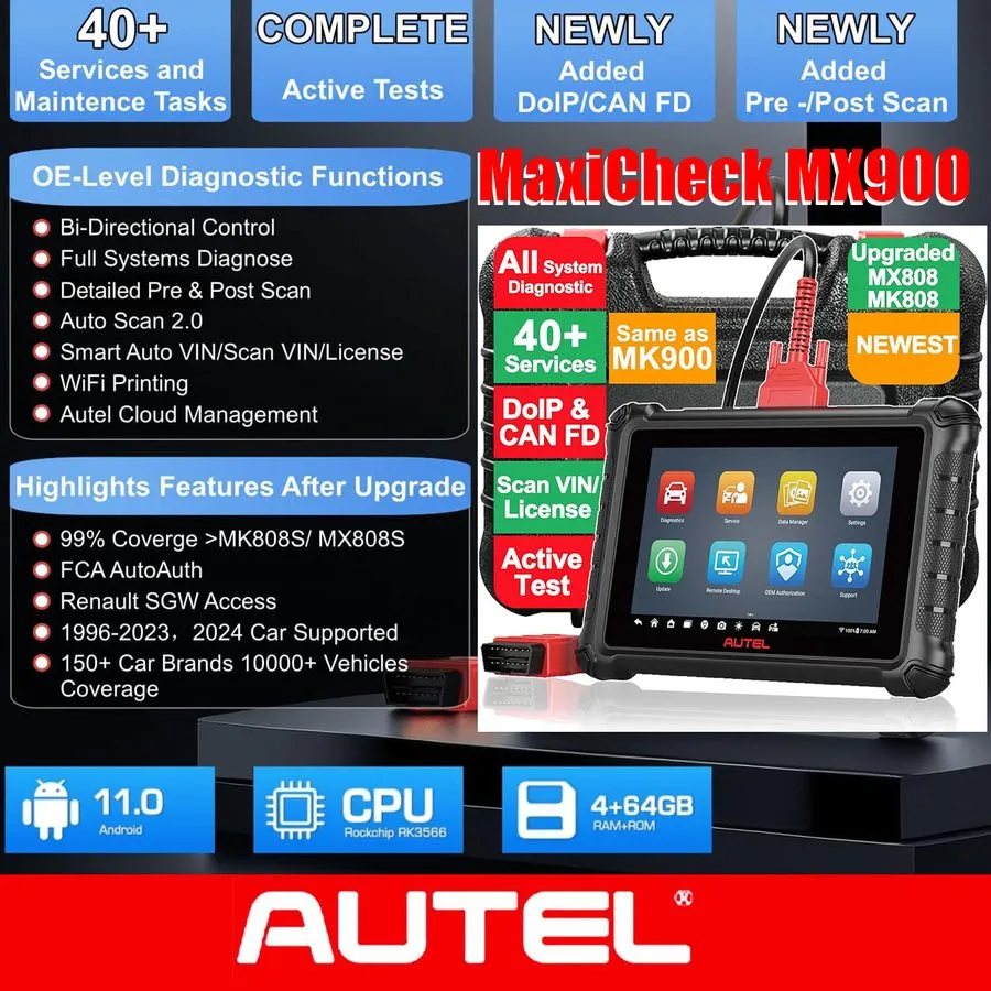 Диагностический сканер 2026 Autel MaxiCheck MX900 Full Bidirectional Scanner Dia