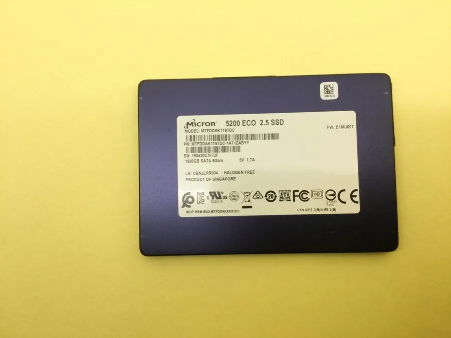 Сервер Micron MTFDDAK1T9TDC 1.92TB SSD SATA 2.5 Server Laptop Desktop PC Hard Dr