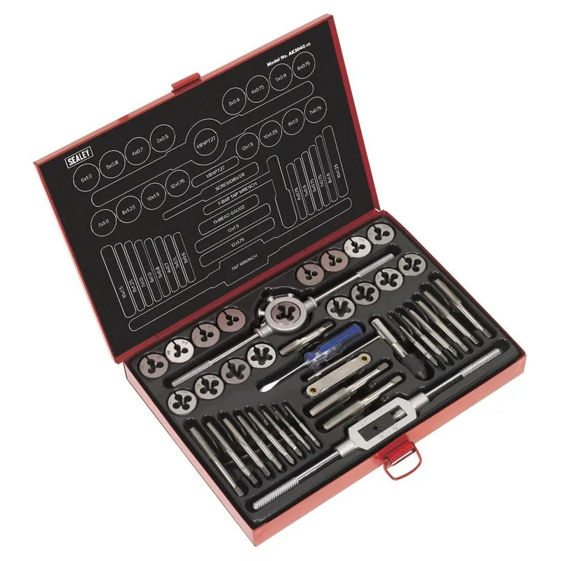 Режущий инструмент Sealey Tap & Die Metric Set Split Dies Thread Repair In Case  — фото лота 1