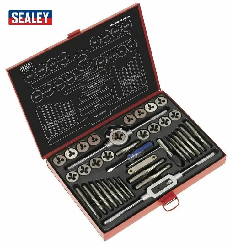 Режущий инструмент Sealey Tap & Die Metric Set Split Dies Thread Repair In Case  — фото лота 2