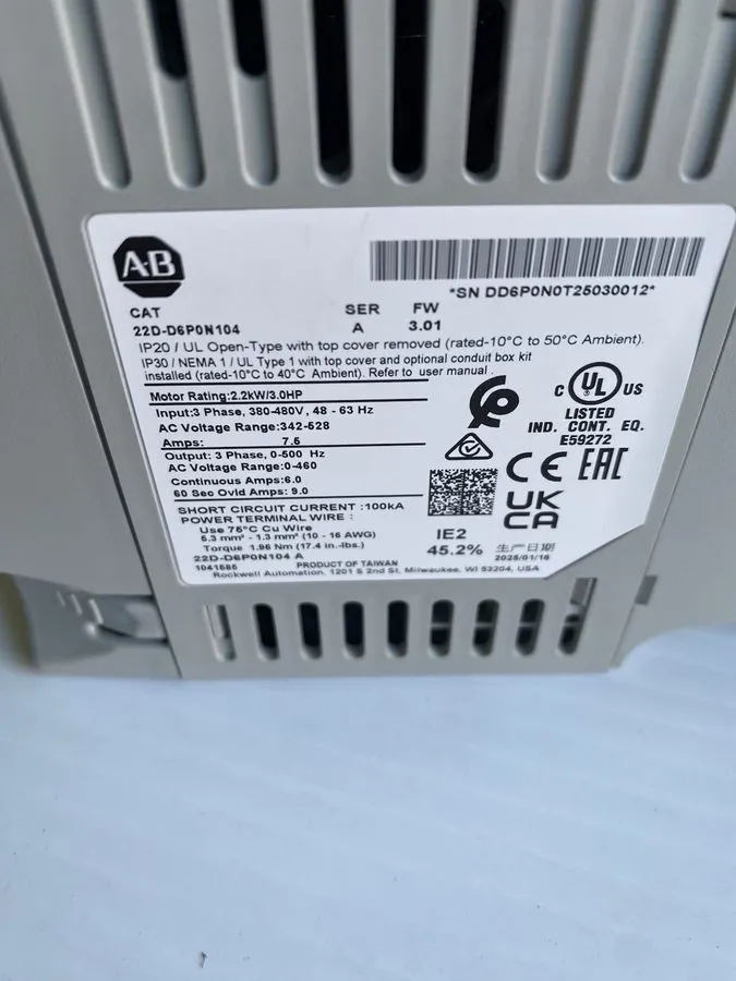 Частотный преобразователь Allen-Bradley 22D-D6P0N104 PowerFlex 40P AC Drive — фото лота 2