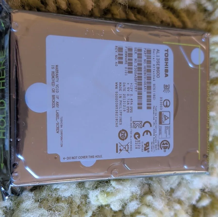 Жёсткий диск HP Toshiba 600GB 2.5" 6G 10K SAS HDD Hard Drive EG0600FCSPL AL13SEB