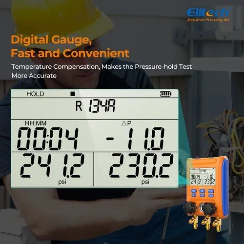 Манометрический коллектор Elitech LMG-10W Wireless Digital Manifold Gauge Set HV — фото лота 2