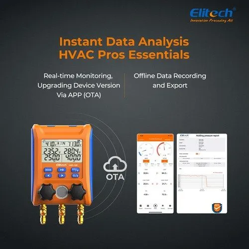 Манометрический коллектор Elitech LMG-10W Wireless Digital Manifold Gauge Set HV — фото лота 3