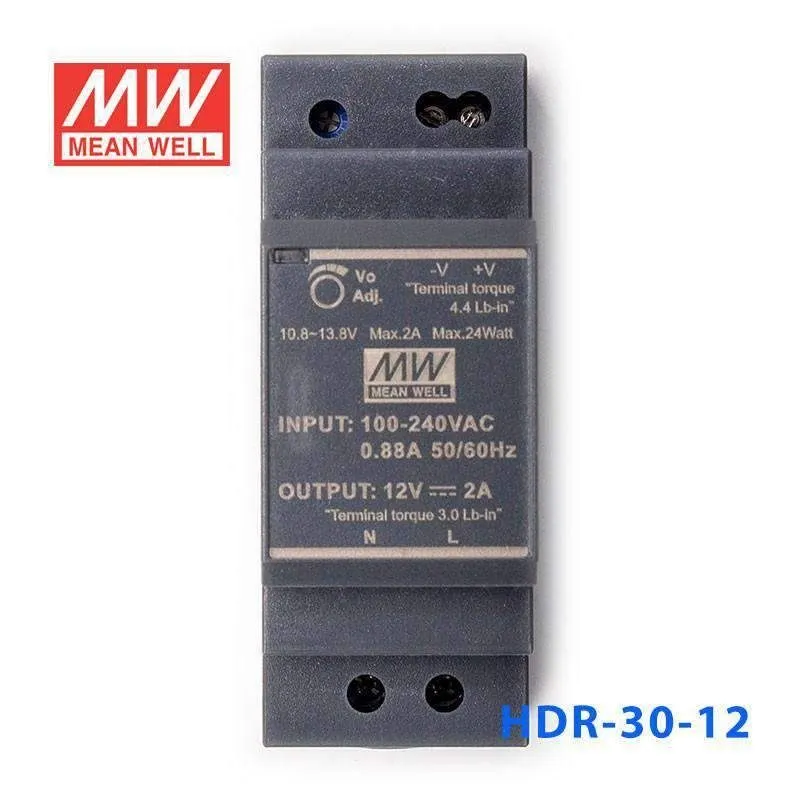 Блок питания Mean Well HDR-30-12 24W 12VDC 2A DIN Rail Switchmode Power Supply