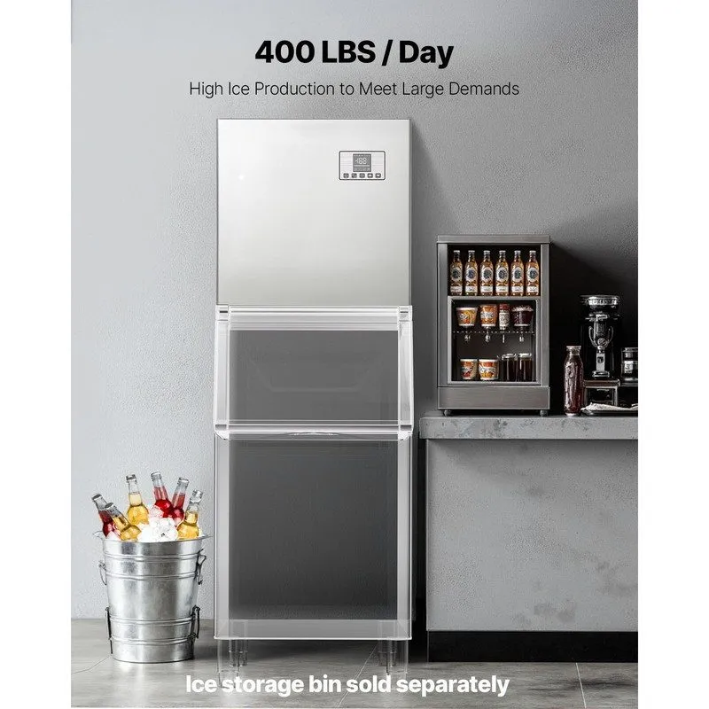Льдогенератор 400LB/24H Commercial Ice Maker Machine with 266LBS Storage Bin Aut — фото лота 2