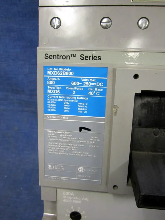 Автоматический выключатель Siemens Sentron 800 Amp Circuit Breaker 600 VAC / 250
