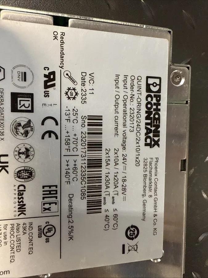 Блок питания PHOENIX CONTACT QUINT-ORING/24DC/2X10/1X20 POWER SUPPLY 24VDC 2X10A