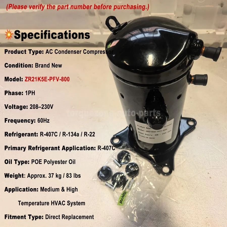 Компрессор ZR21K5E-PFV-800 Copeland 2 Ton Scroll HP A/C Condenser Compressor 21,