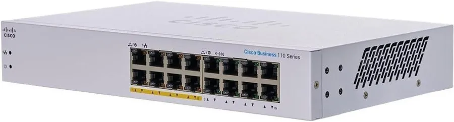 Коммутатор Cisco CBS110-16PP-NA 16-Port Gigabit PoE+ Unmanaged Switch 64W