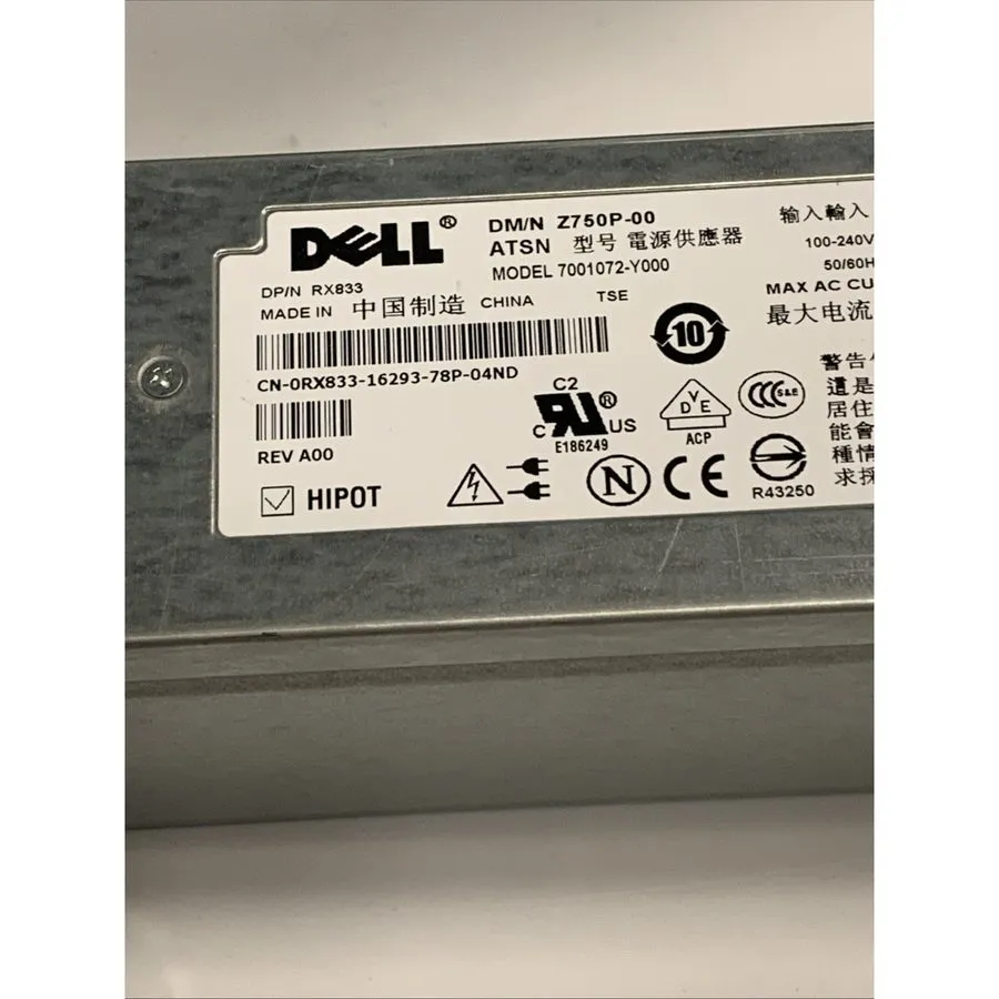 Блок питания 0DX385 Dell PowerEdge Z750P-00 750W Hot Swap Power Supply 7007072-Y