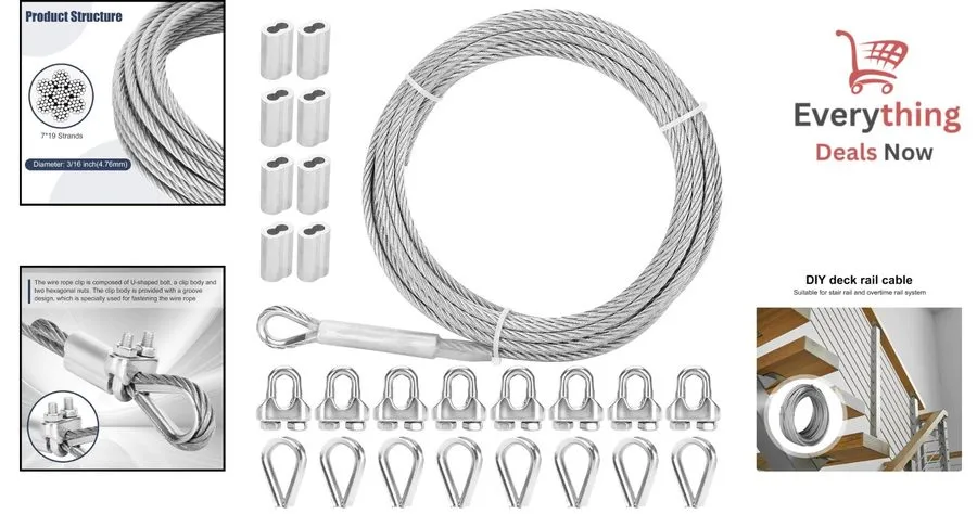 Кабель 3/16" x 100' Stainless Steel Aircraft Cable 7x19 Type 304 Marine Rigging 