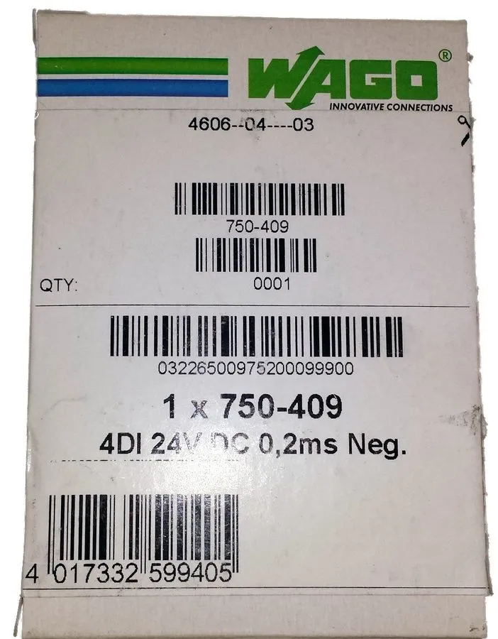 Модуль ввода-вывода Wago 750-409 4 Input module 24VDC .2msec filter sinking