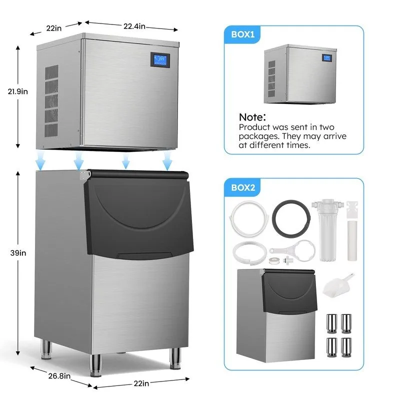 Льдогенератор Heavy Duty 600Lbs/24H Commercial Ice Maker Machine 450LBS Industri