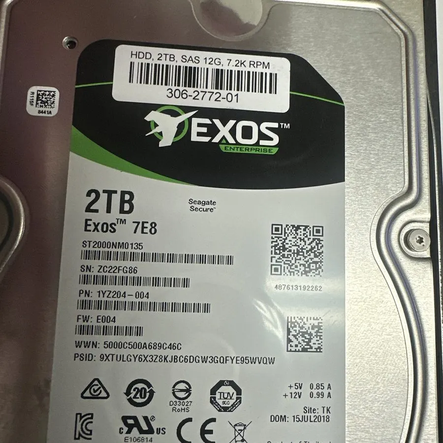Жёсткий диск SEAGATE ENTERPRISE 7E8 ST2000NM0135 2TB 3.5 SAS HDD, GRADE A HARD D — фото лота 2