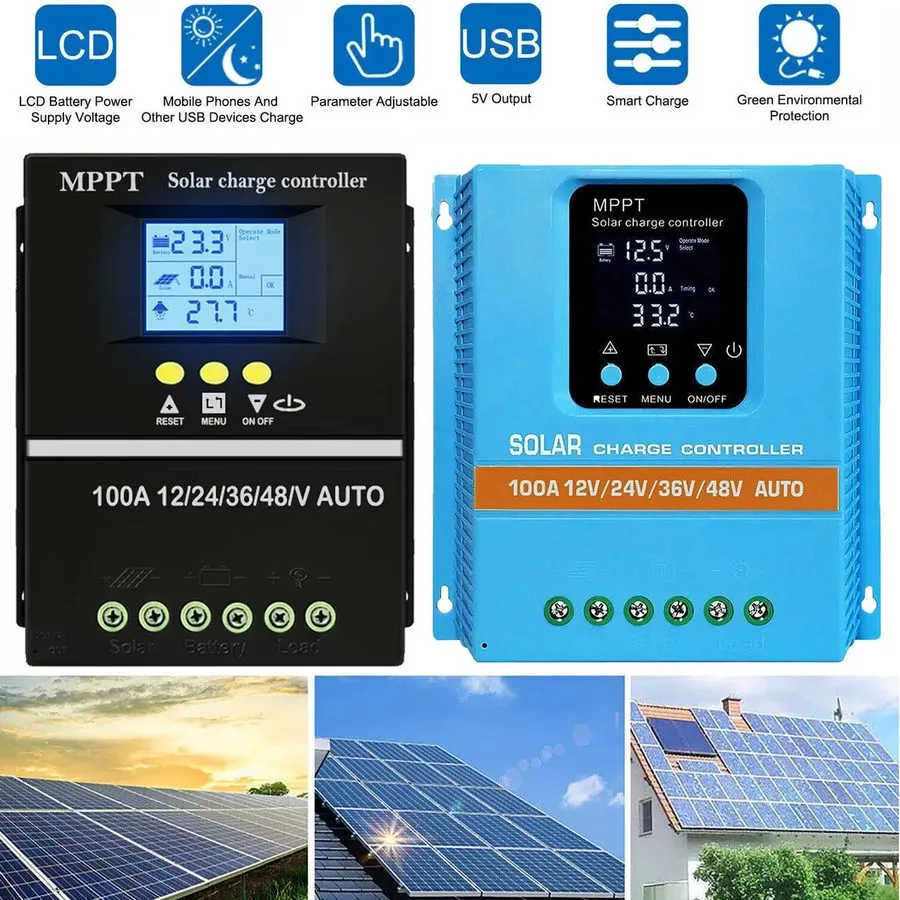 Аккумулятор 2X 4000W 100A MPPT Solar Charge Controller 12V/24V/36V/48V Battery P