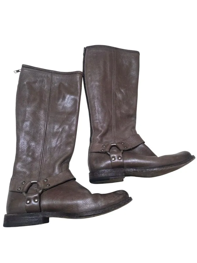 Жгут проводов Frye Philip Harness Mid-Calf Leather Boots Brownish Grey 3476850-G — фото лота 1