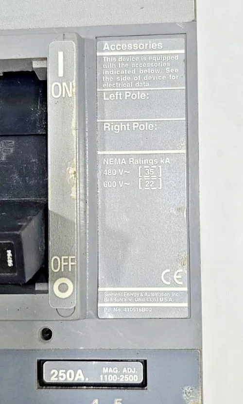 Автоматический выключатель SIEMENS SENTRON SERIES FFC FFC3M250 CIRCUIT BREAKER 3 — фото лота 2