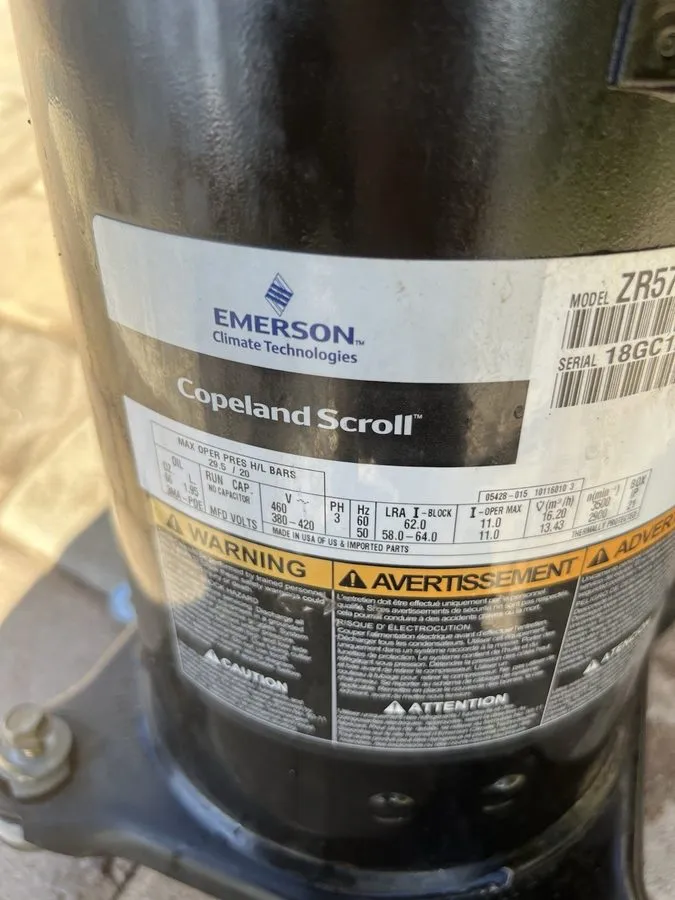 Компрессор COPELAND SCROLL COMPRESSOR model ZR57K3E TF5- 950 Year 2020 230v 3 ph