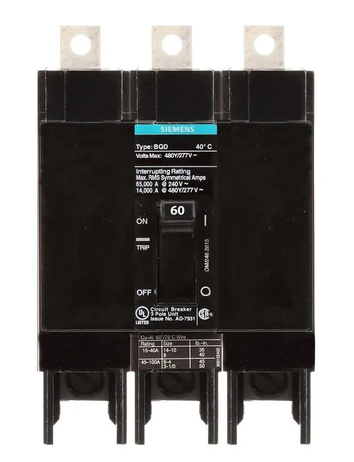 Автоматический выключатель Siemens BQD360 60A, 480V AC Molded Case Circuit Break