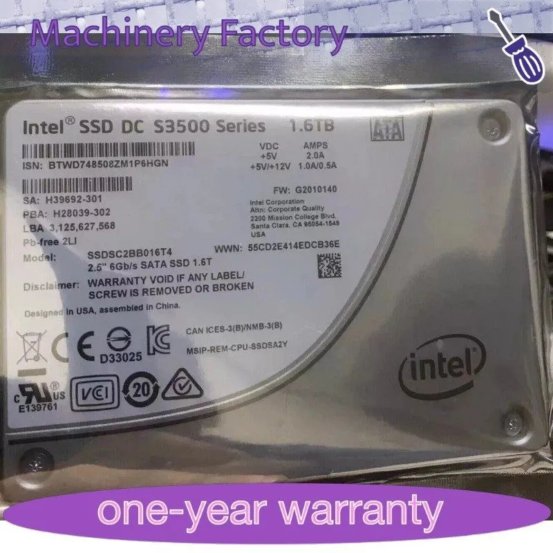 SSD-накопитель SSDSC2BB016T4 Intel DC 3500 Series 1.6TB SATA 6Gbps 2.5in Interna