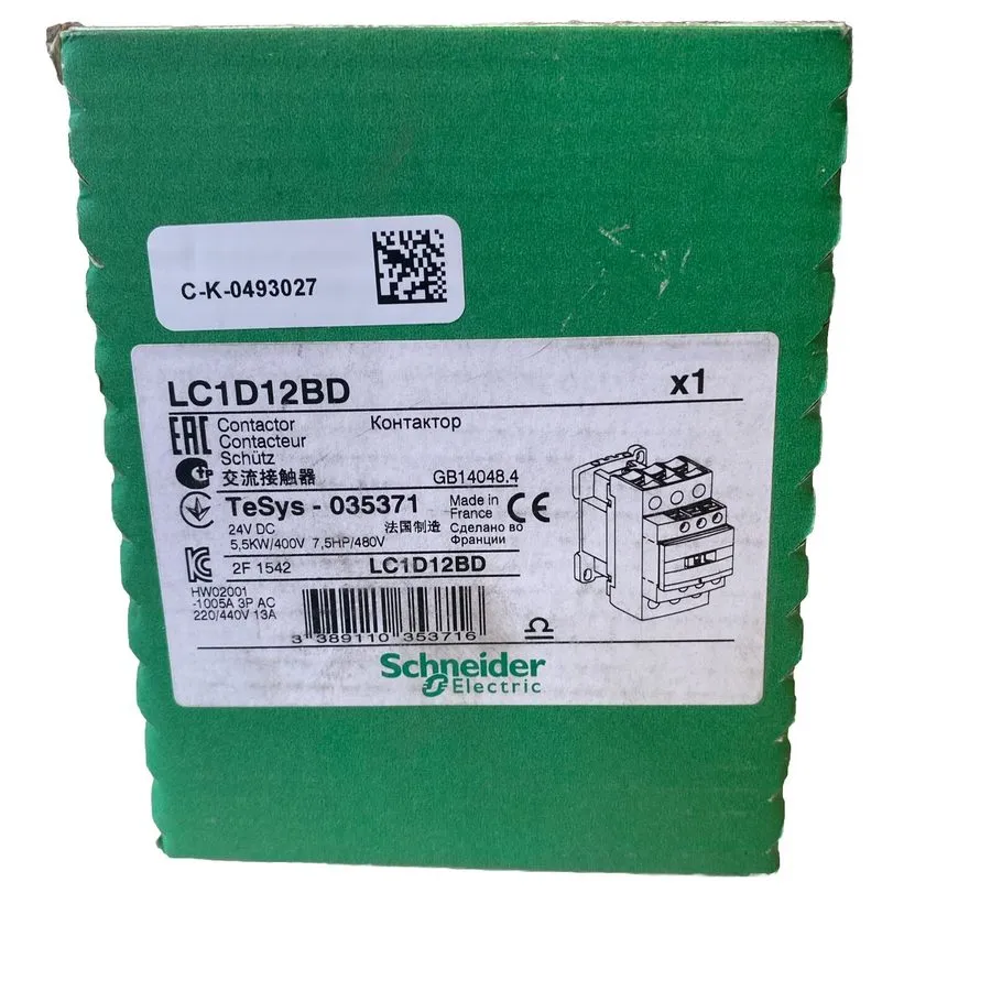 Контактор Schneider LC1D12BD TeSys Deca three-pole contactor, 12A, 24VDC, cULus